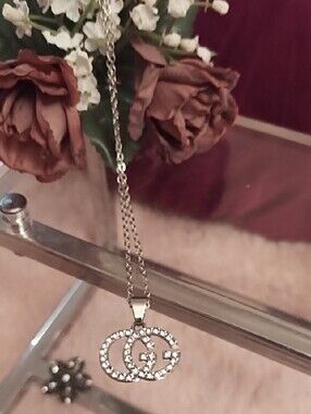 Silver Crystal Interlocking Circle Pendant Necklace - Women Jewelry